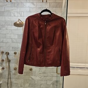 New York & Company Burgundy Leather Jacket